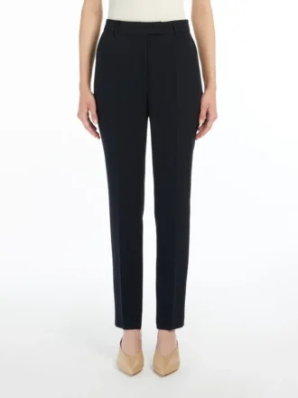 Pantalones rectos de cady, azul marino