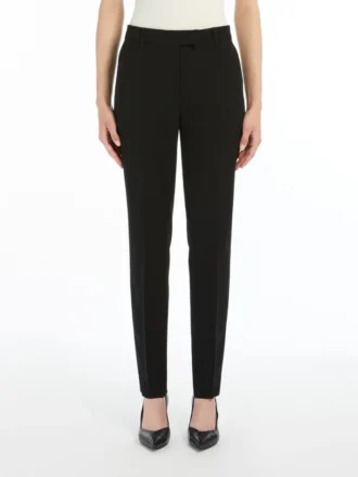 Pantalones rectos de cady, negros