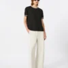 Pantalones rectos de jersey scuba, color beige Pantalones rectos de jersey scuba, color beige