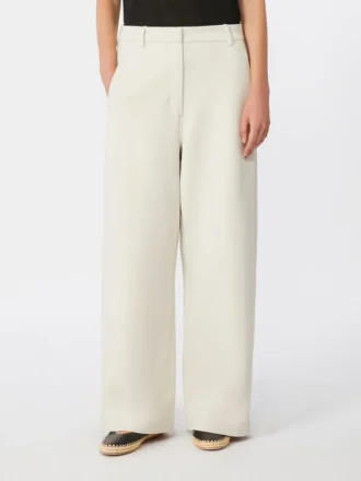 Pantalones rectos de jersey scuba, color beige
