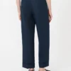 Pantalones rectos de lino con tejido trenzado, azul medianoche Pantalones rectos de lino con tejido trenzado, azul medianoche