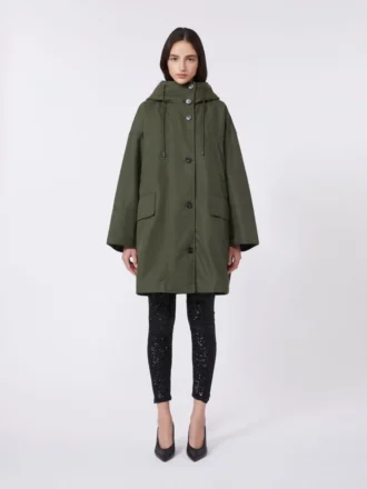 Parka de lona repelente al agua, color caqui