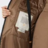 Parka larga acolchada de lona repelente al agua, color tabaco Parka larga acolchada de lona repelente al agua, color tabaco