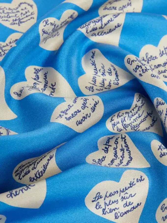 Pañuelo de seda estampado, azul marino Pañuelo de seda estampado, azul marino