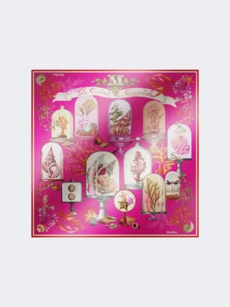 Pañuelo oversize de sarga de seda estampada, fucsia