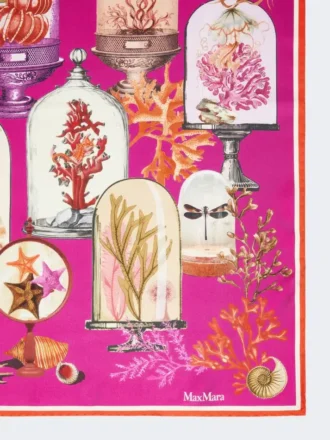 Pañuelo oversize de sarga de seda estampada, fucsia