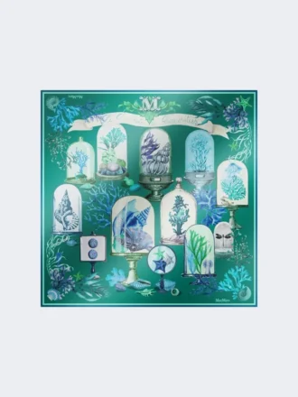 Pañuelo oversize de sarga de seda estampada, verde