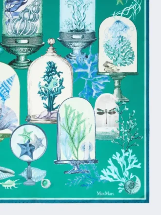 Pañuelo oversize de sarga de seda estampada, verde