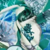 Pañuelo oversize de sarga de seda estampada, verde Pañuelo oversize de sarga de seda estampada, verde