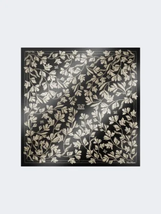 Pañuelo oversize de seda estampado, negro