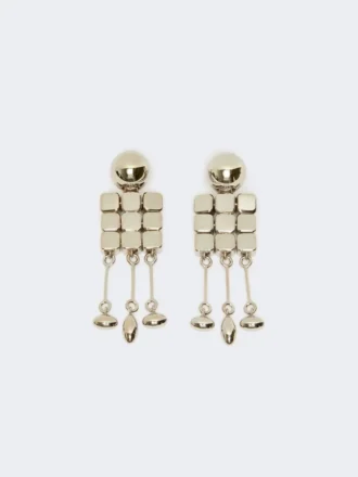 Pendientes colgantes metálicos, plateados