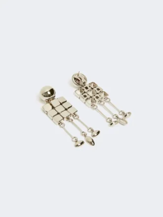 Pendientes colgantes metálicos, plateados