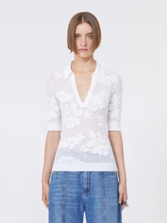 Polo de algodón elástico, blanco