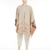 Poncho de lana jacquard, beige Poncho de lana jacquard, beige