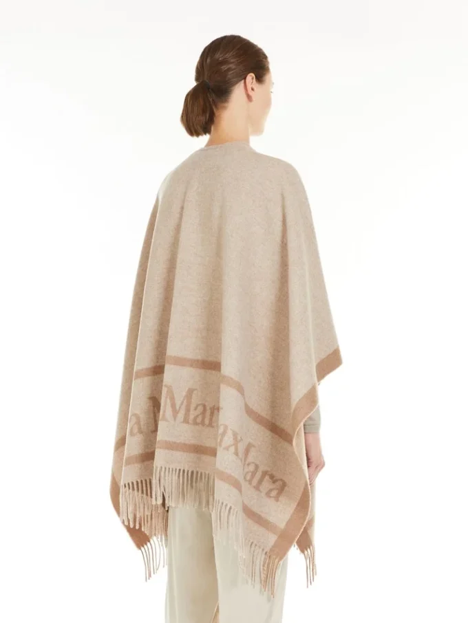 Poncho de lana jacquard, beige Poncho de lana jacquard, beige