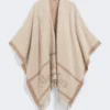 Poncho de lana jacquard, beige Poncho de lana jacquard, beige