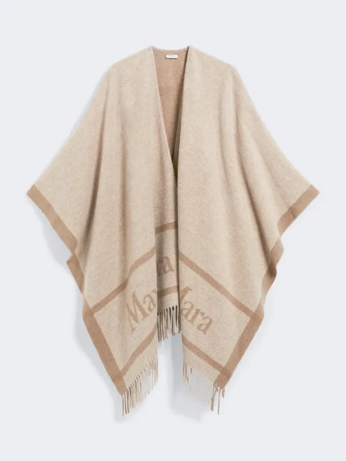Poncho de lana jacquard, beige Poncho de lana jacquard, beige