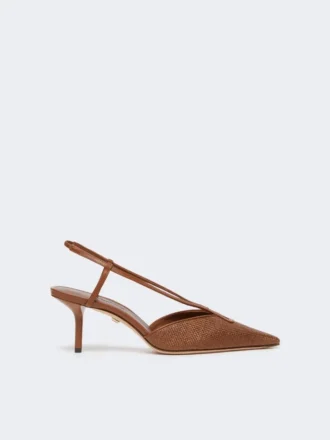 Sandalias de lona con efecto rafia, marrón ámbar