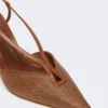 Sandalias de lona con efecto rafia, marrón ámbar Sandalias de lona con efecto rafia, marrón ámbar