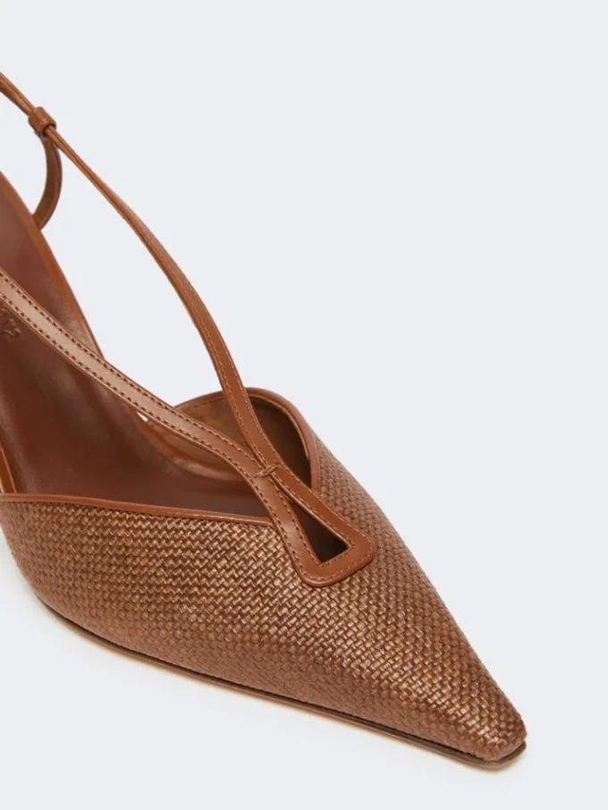 Sandalias de lona con efecto rafia, marrón ámbar Sandalias de lona con efecto rafia, marrón ámbar