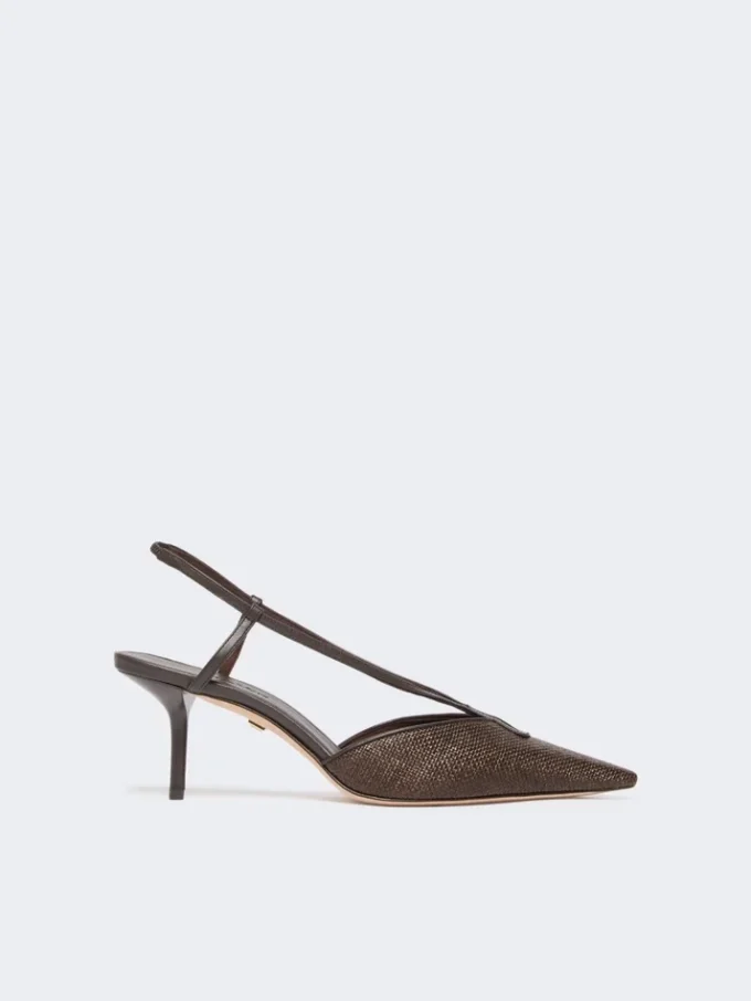 Sandalias de lona con efecto rafia, marrón oscuro Sandalias de lona con efecto rafia, marrón oscuro