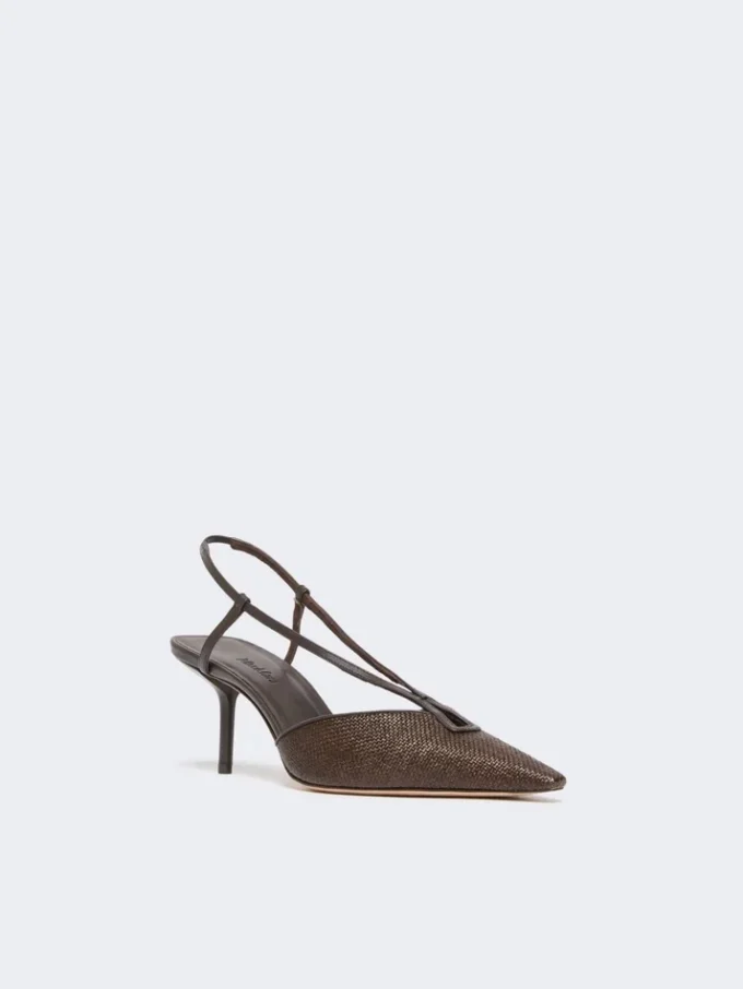 Sandalias de lona con efecto rafia, marrón oscuro Sandalias de lona con efecto rafia, marrón oscuro