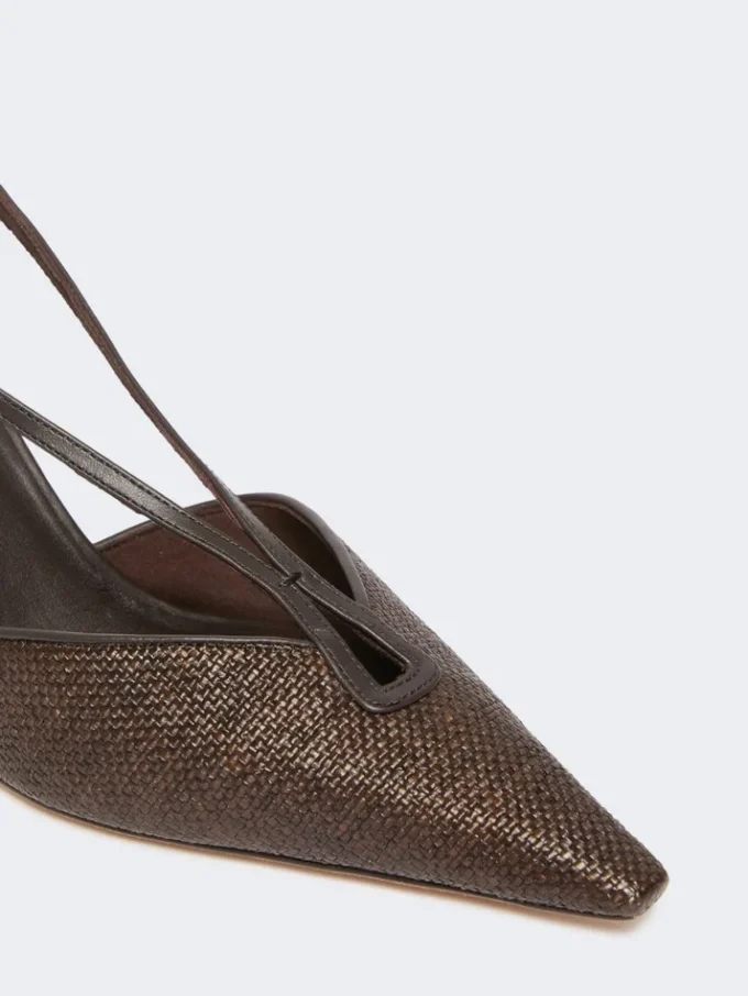 Sandalias de lona con efecto rafia, marrón oscuro Sandalias de lona con efecto rafia, marrón oscuro