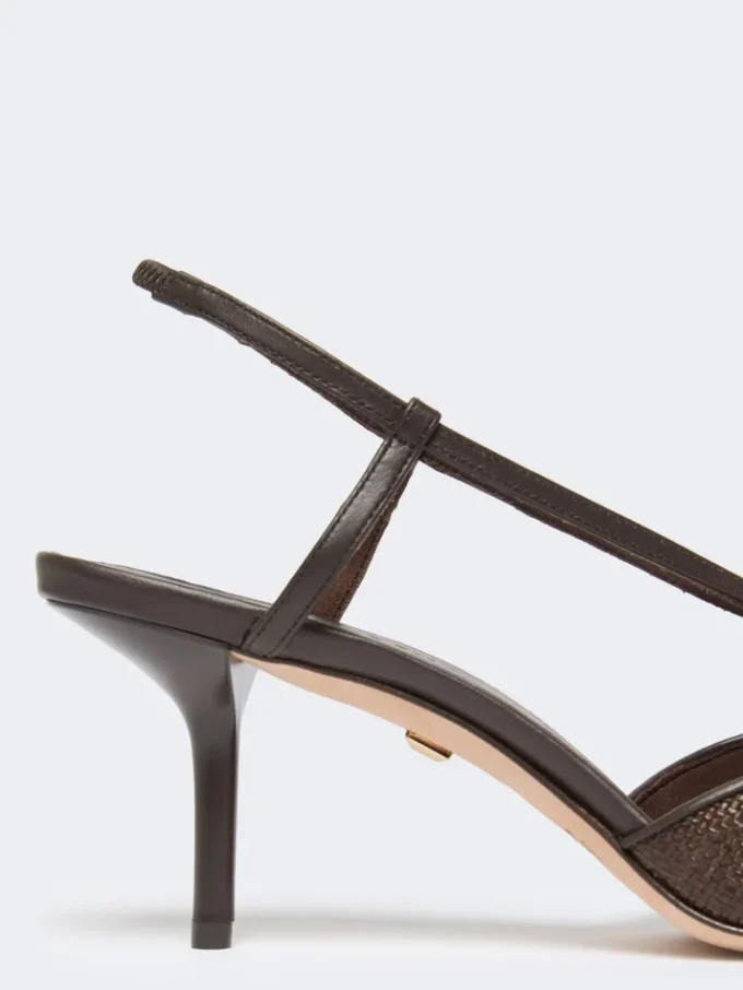Sandalias de lona con efecto rafia, marrón oscuro Sandalias de lona con efecto rafia, marrón oscuro
