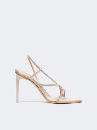 Sandalias de satén y cristal, color nude