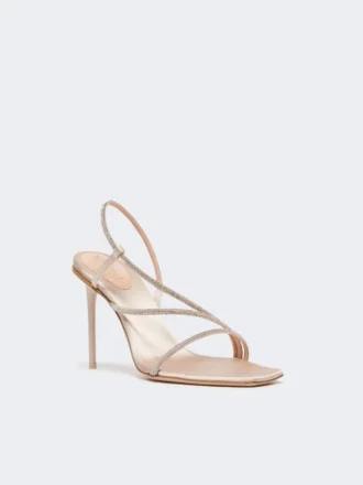 Sandalias de satén y cristal, color nude