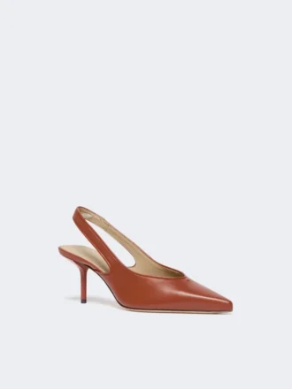 Sandalias de tiras traseras de piel napa, color óxido