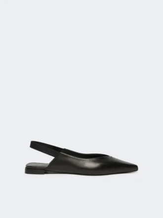 Sandalias planas de piel napa, negro