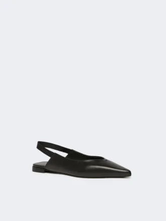 Sandalias planas de piel napa, negro