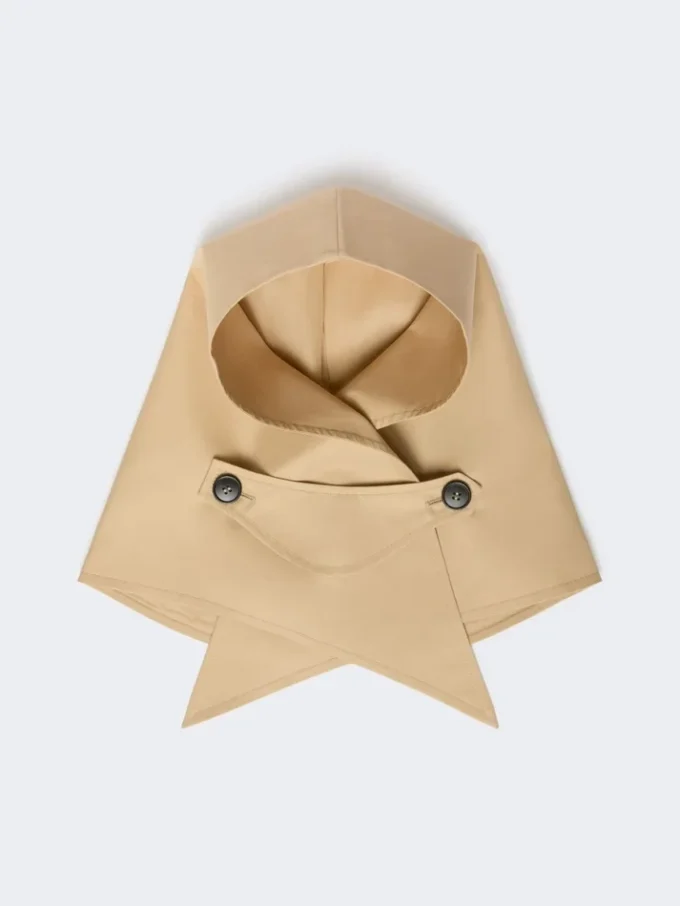 Sombrero-pañuelo de gabardina repelente al agua, color beige Sombrero-pañuelo de gabardina repelente al agua, color beige
