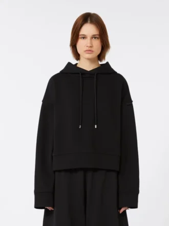 Sudadera con capucha de algodón elástico, negra