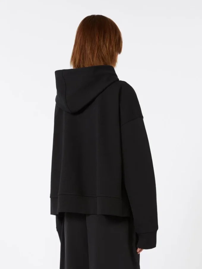 Sudadera con capucha de algodón elástico, negra Sudadera con capucha de algodón elástico, negra