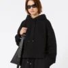 Sudadera con capucha de algodón elástico, negra Sudadera con capucha de algodón elástico, negra
