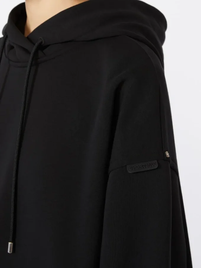 Sudadera con capucha de algodón elástico, negra Sudadera con capucha de algodón elástico, negra