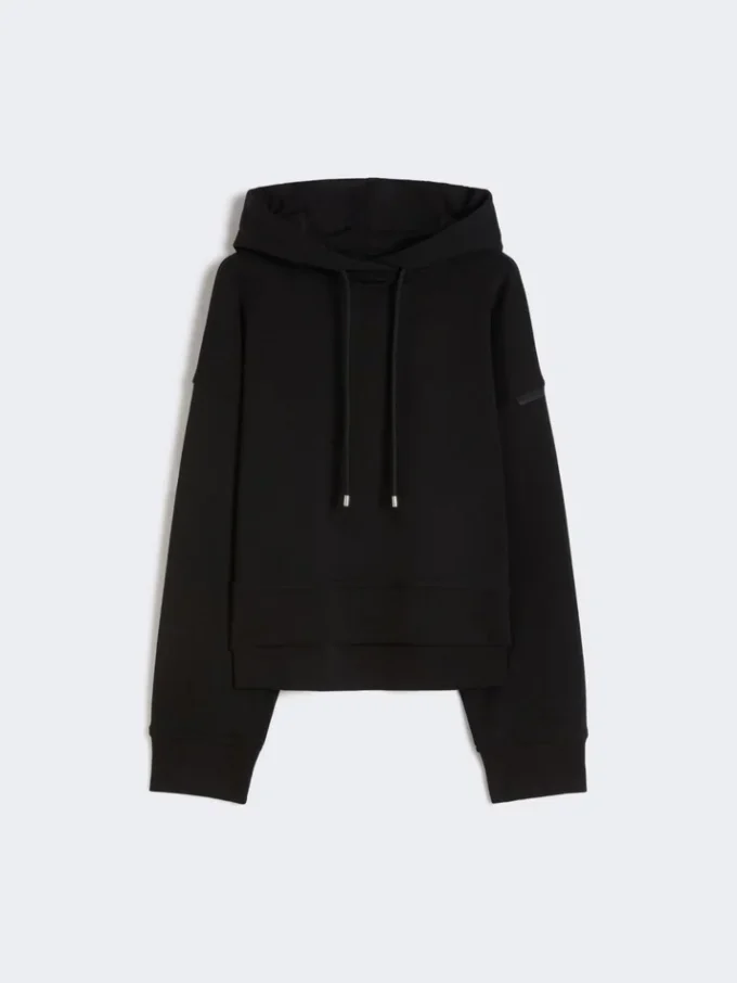 Sudadera con capucha de algodón elástico, negra Sudadera con capucha de algodón elástico, negra