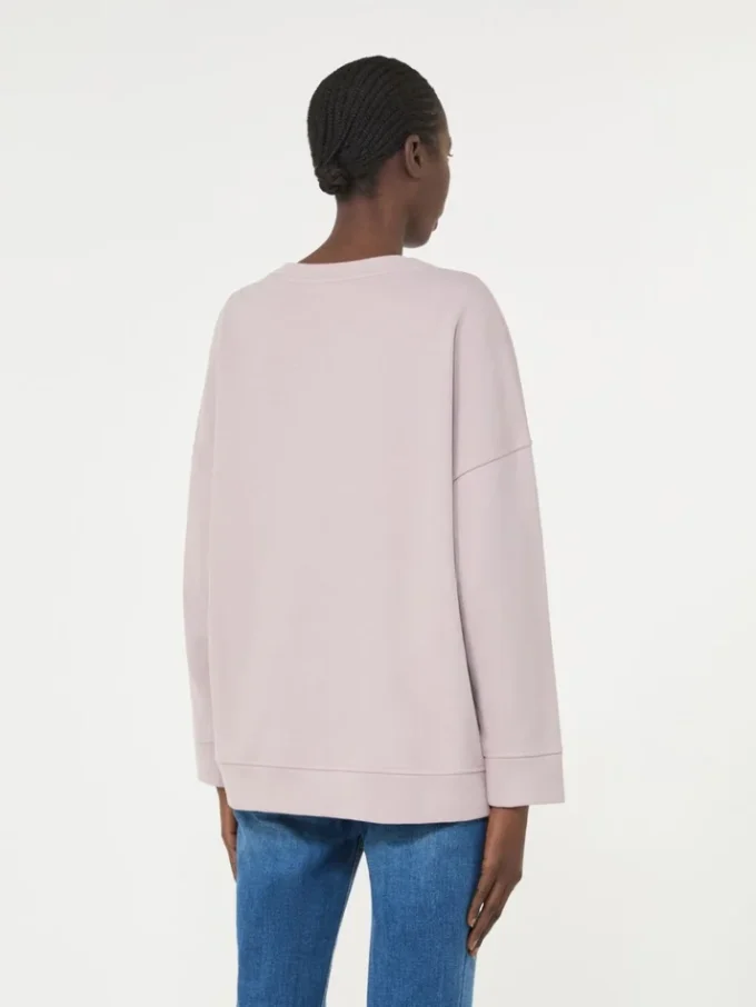 Sudadera de algodón con cuello redondo, lila Sudadera de algodón con cuello redondo, lila