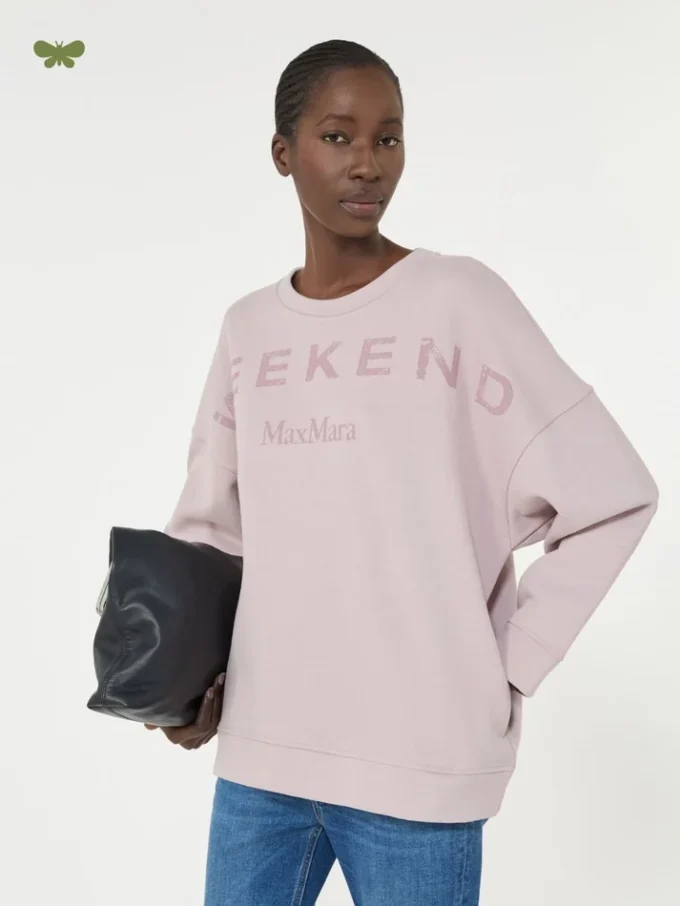 Sudadera de algodón con cuello redondo, lila Sudadera de algodón con cuello redondo, lila