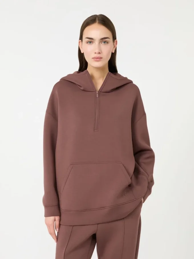 Sudadera larga de jersey scuba, marrón Sudadera larga de jersey scuba, marrón