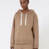 Sudadera técnica con cremallera, color camel