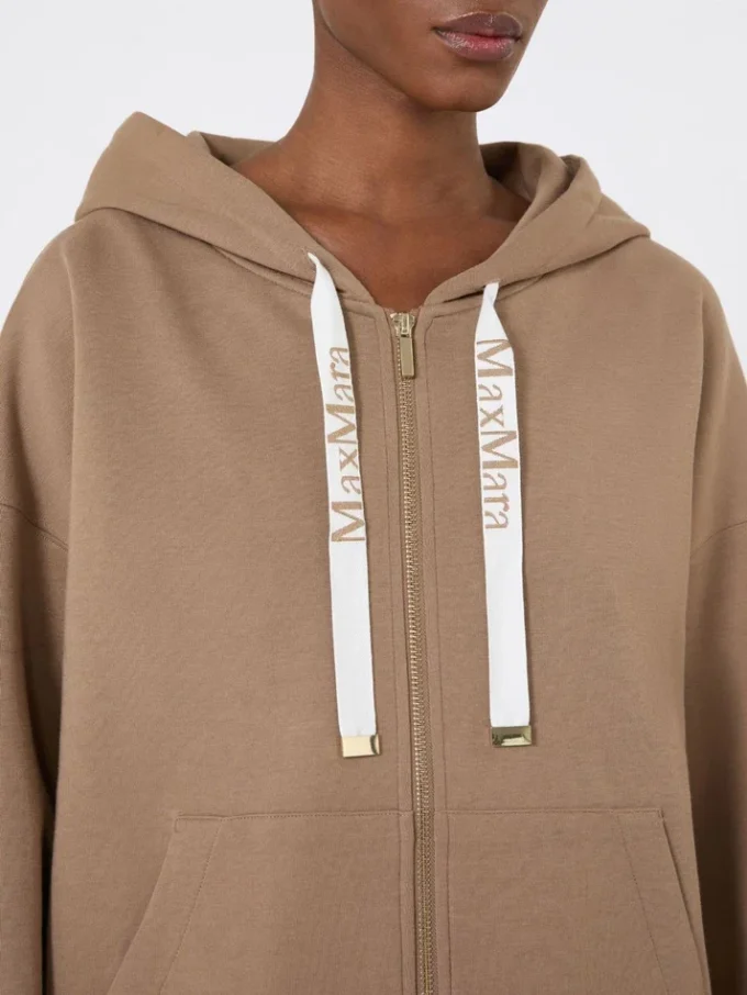 Sudadera técnica con cremallera, color camel