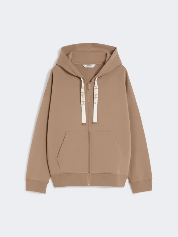 Sudadera técnica con cremallera, color camel