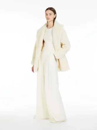 Teddy Bear Icon Coat corto en alpaca y lana, blanco
