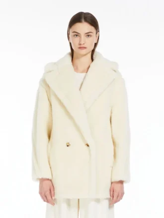 Teddy Bear Icon Coat corto en alpaca y lana, blanco