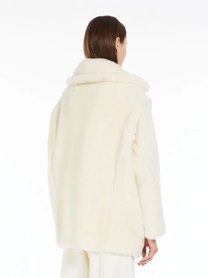 Teddy Bear Icon Coat corto en alpaca y lana, blanco
