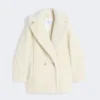 Teddy Bear Icon Coat corto en alpaca y lana, blanco