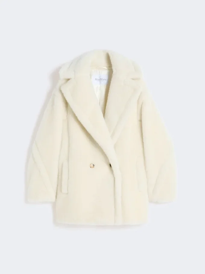 Teddy Bear Icon Coat corto en alpaca y lana, blanco
